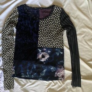 Vintage Rare Jean Paul Gaultier Mesh Top Patchwork Size XS Grunge Whimsigoth Top